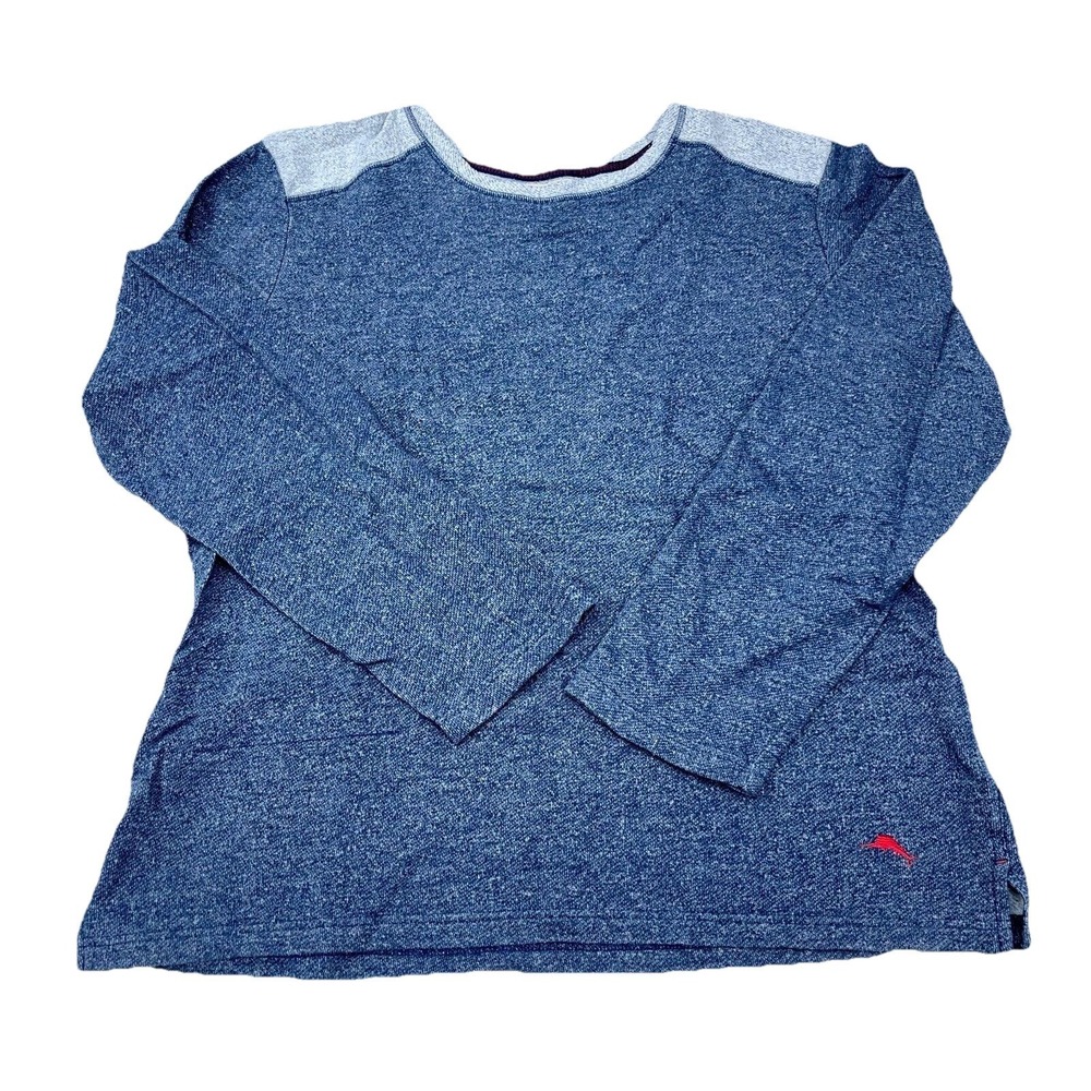Tommy Bahama Sweater Women Large Blue Loose Fit‎ Scoop Neck Sweatshirt Heather